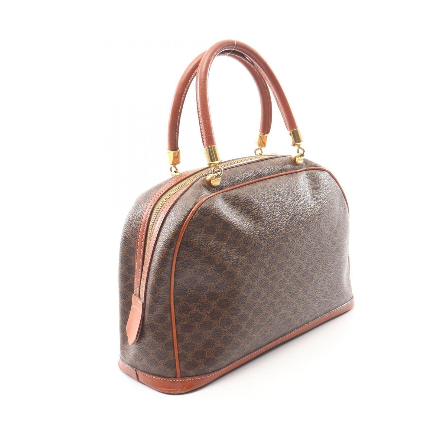 Celine Handbag Macadam Dark Brown Canvas Leather Hand — view 2