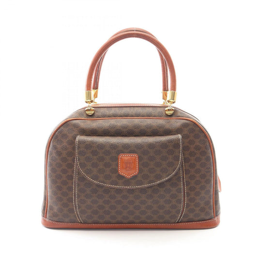 Celine Handbag Macadam Dark Brown Canvas Leather Hand
