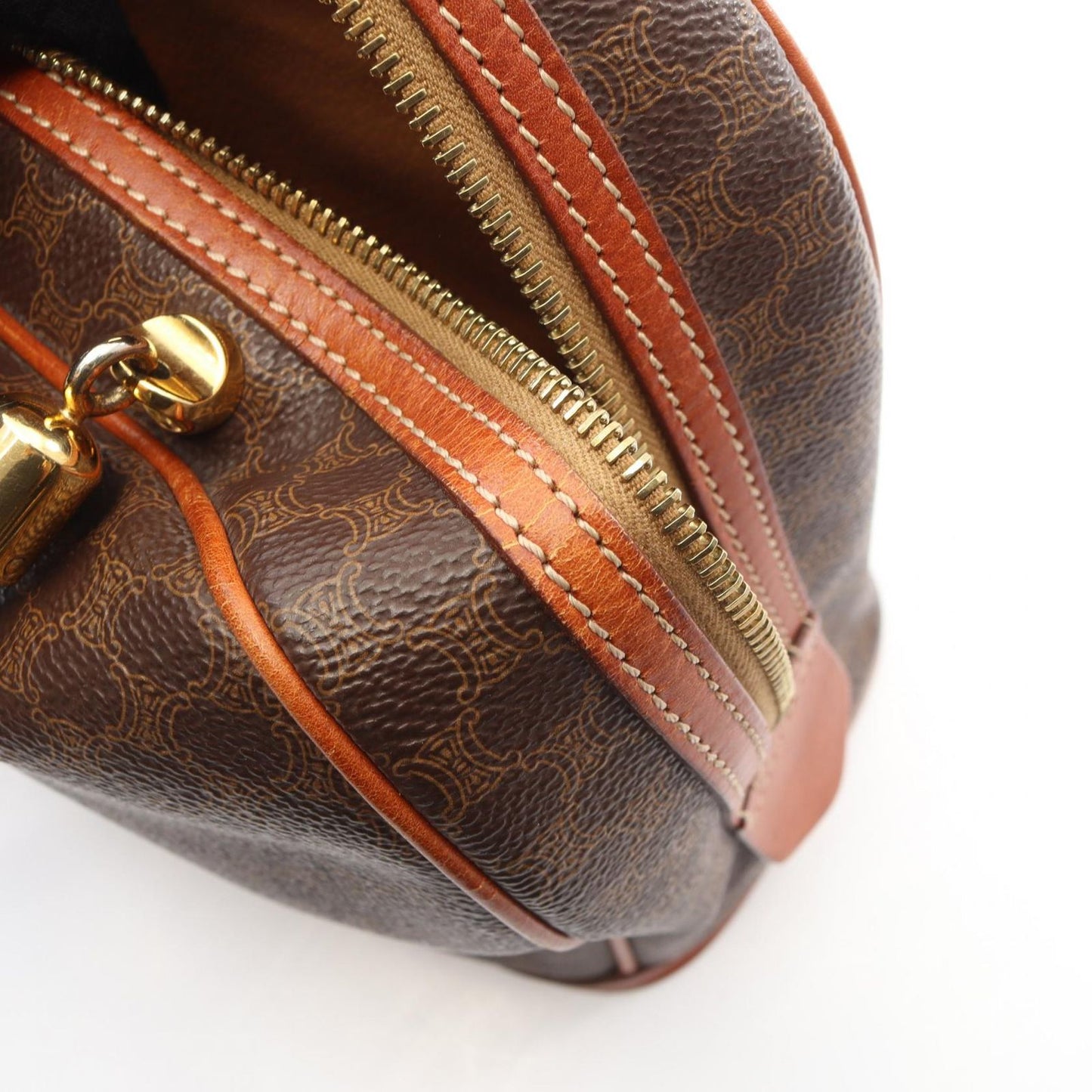 Celine Handbag Macadam Dark Brown Canvas Leather Hand — view 9