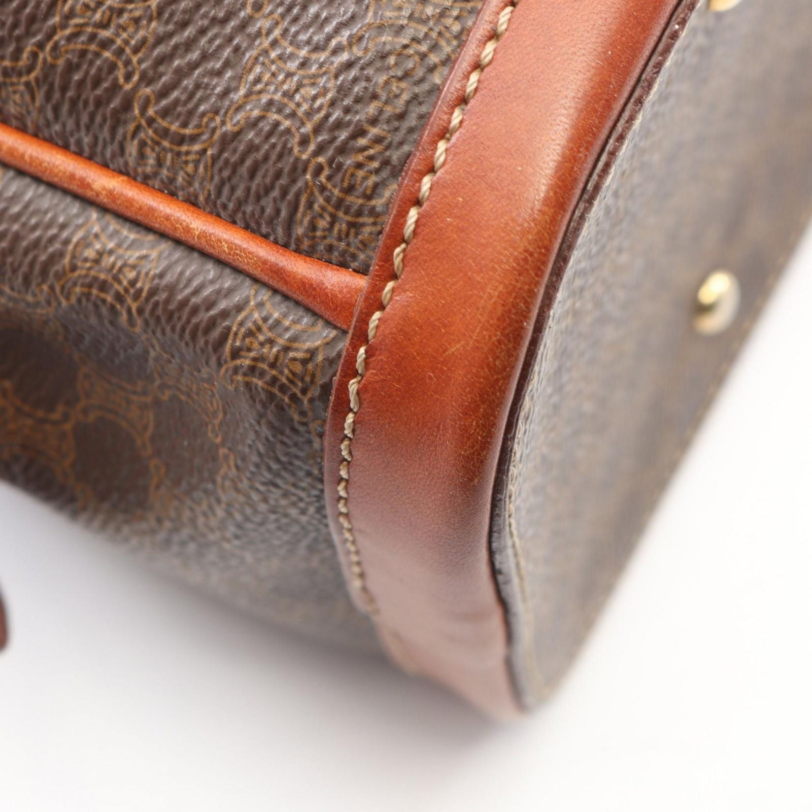 Celine Handbag Macadam Dark Brown Canvas Leather Hand — view 5