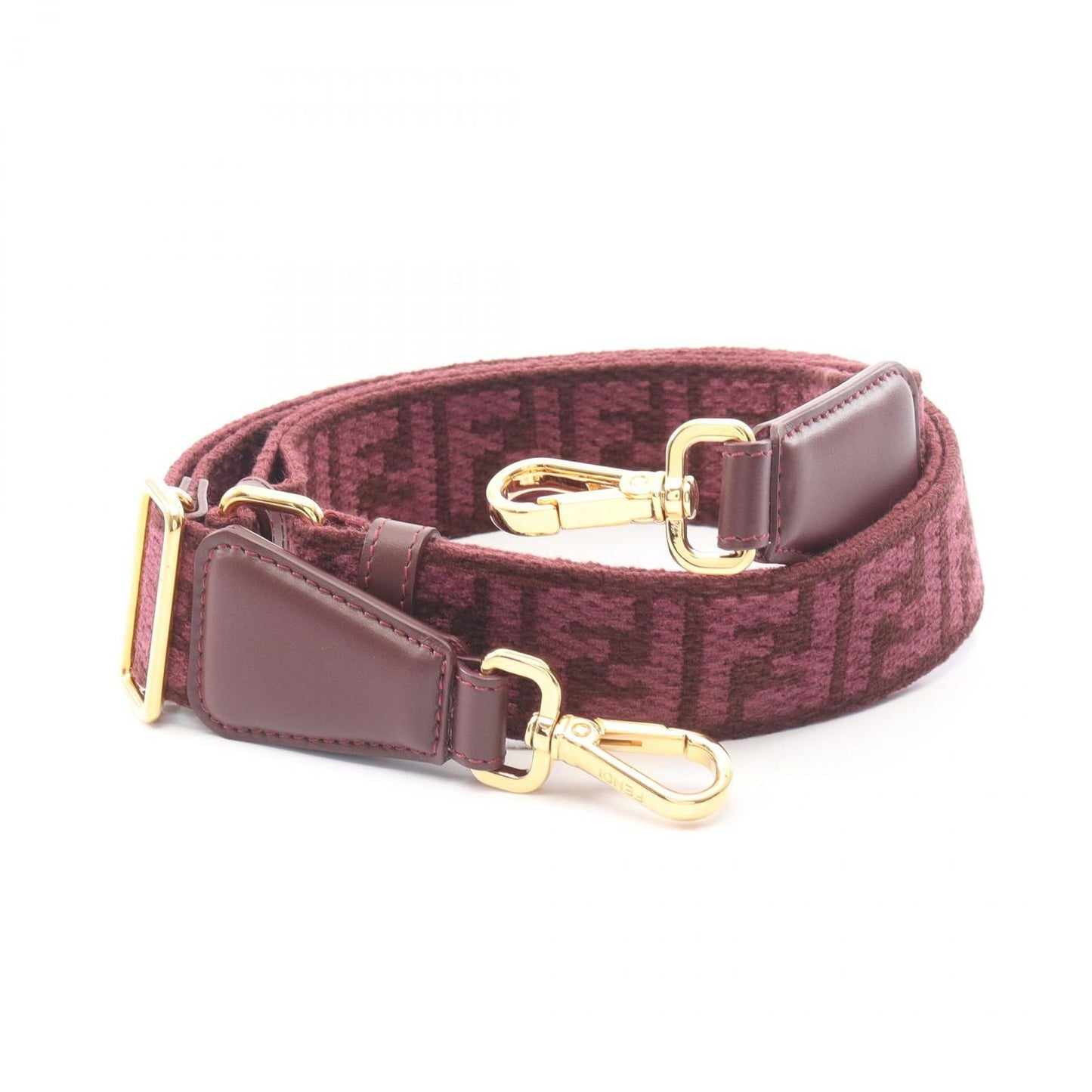 Fendi Shoulder Strap Yue FF Logo Bordeaux Canvas Leather