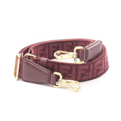 Fendi Shoulder Strap Yue FF Logo Bordeaux Canvas Leather