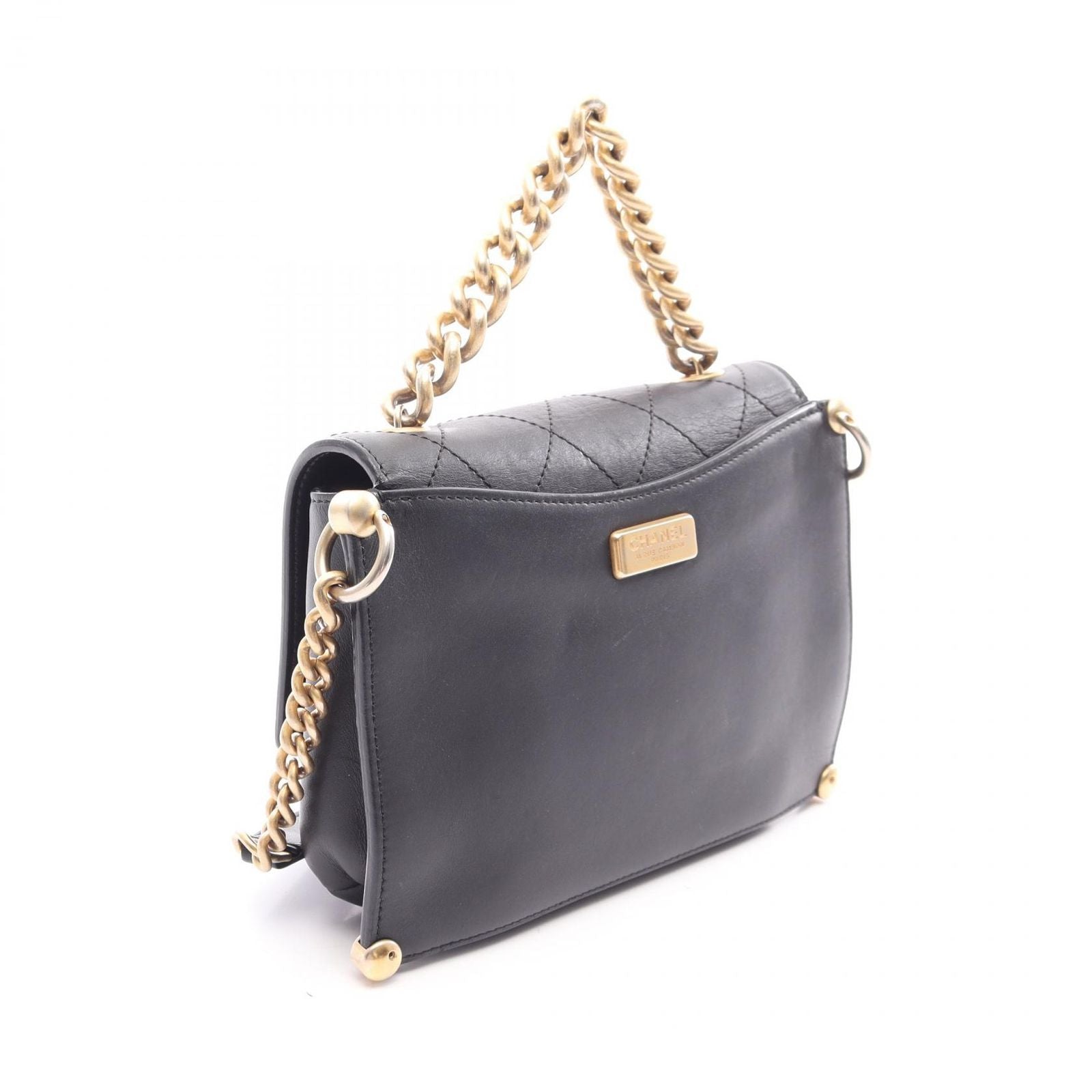 Chanel Shoulder Bag Quilted 2-Way Black Leather Small Flap Chain — view 2