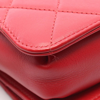 Chanel Shoulder Bag Quilted Mini Che N'shoulder Red Lambskin — view 9