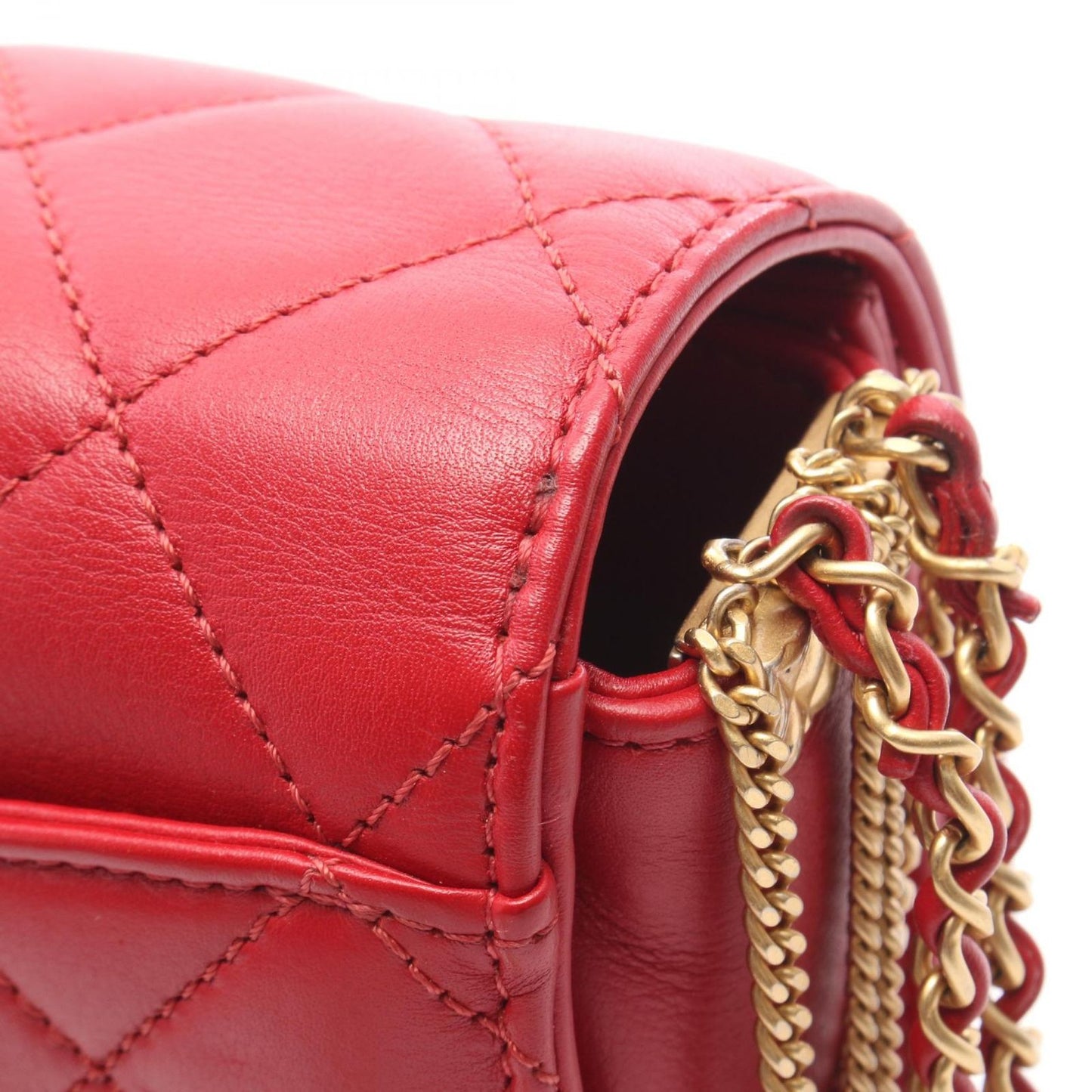 Chanel Shoulder Bag Quilted Mini Che N'shoulder Red Lambskin — view 8