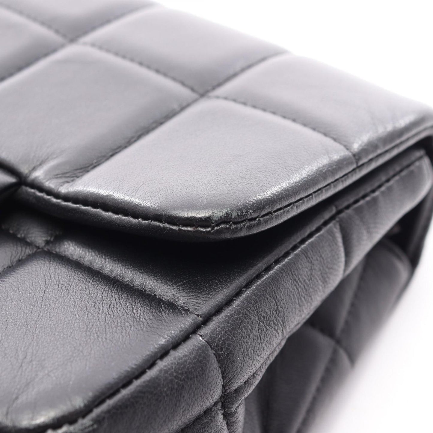 Chanel Shoulder Bag Choco Bar Mini Flap Black Lambskin Suede — view 9