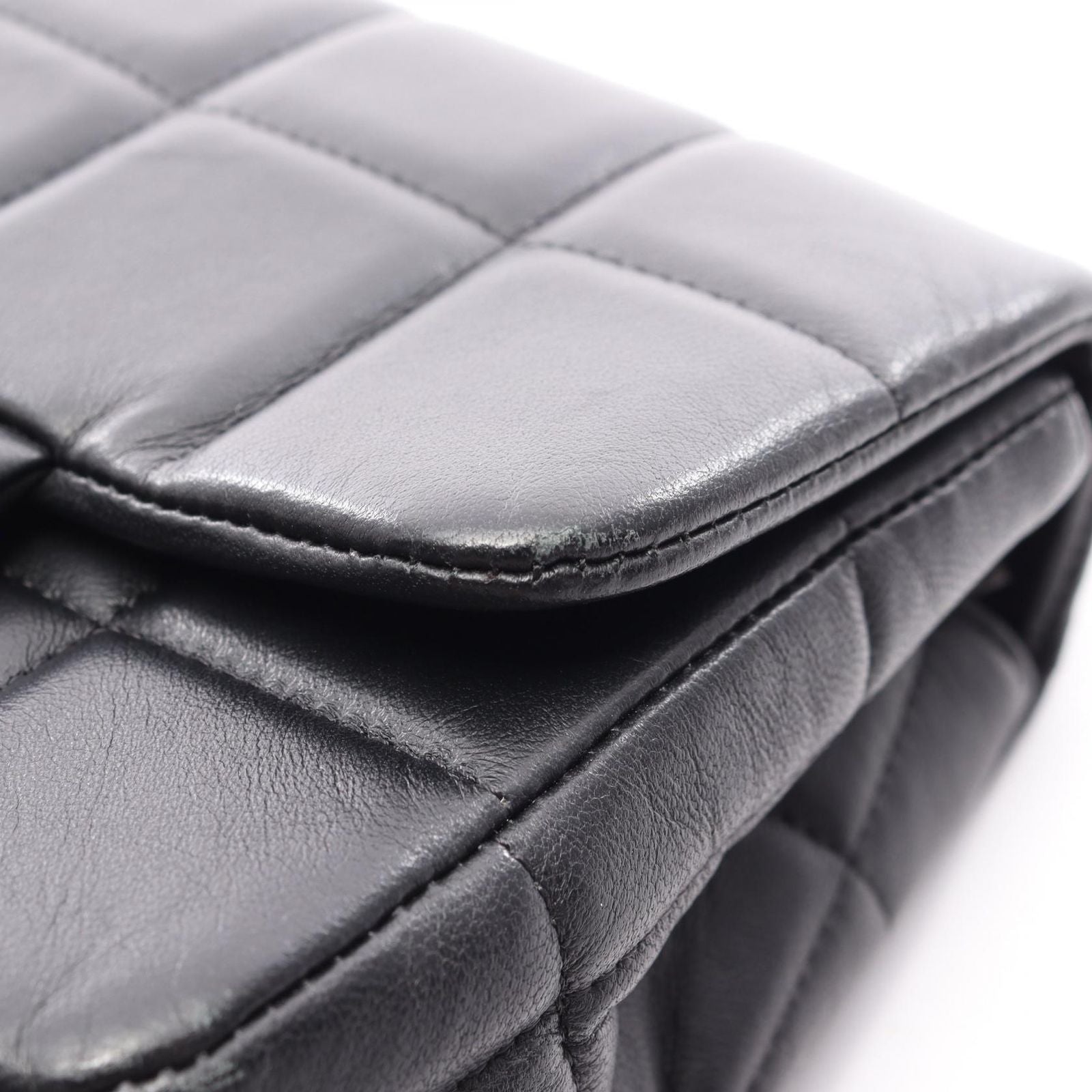 Chanel Shoulder Bag Choco Bar Mini Flap Black Lambskin Suede — view 9