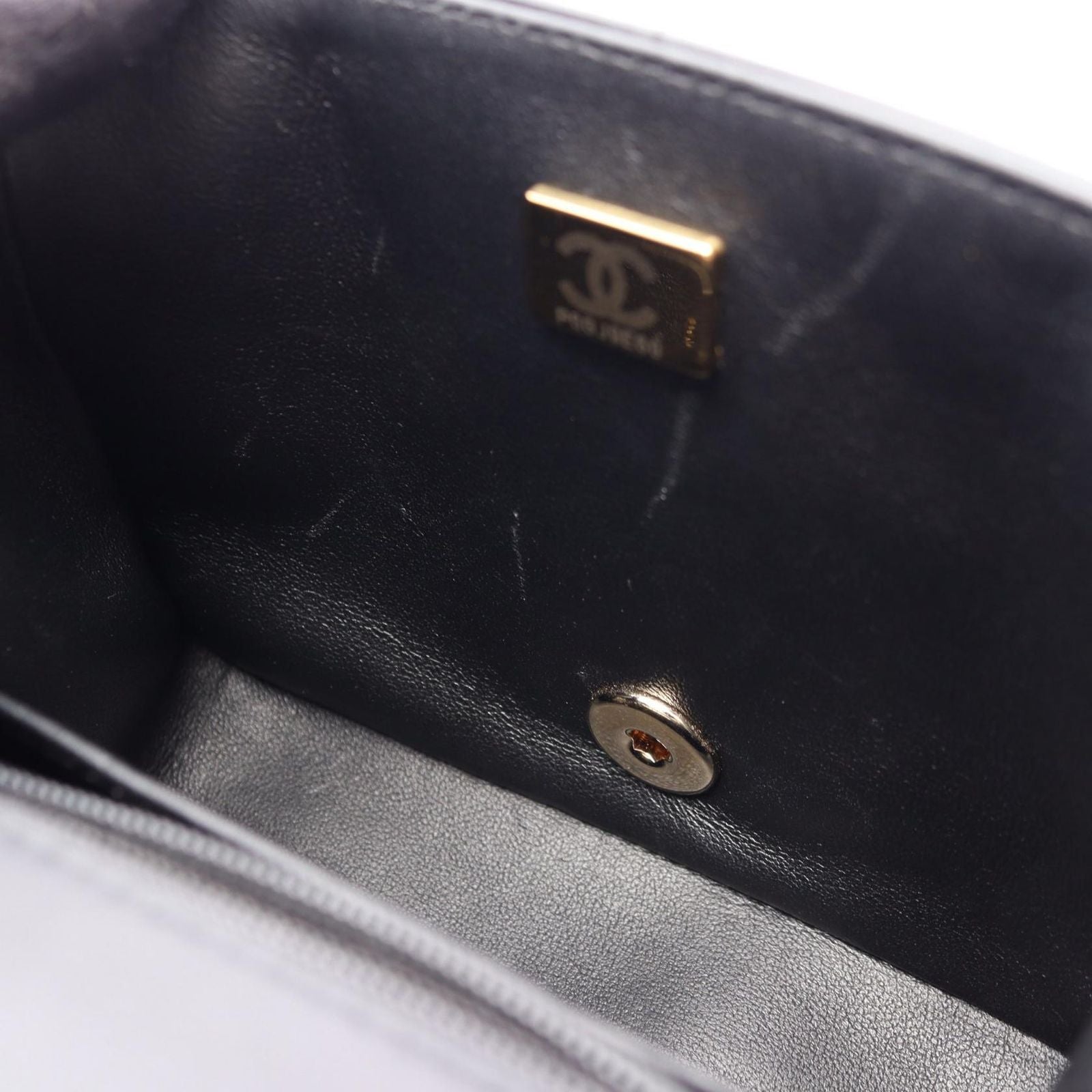 Chanel Shoulder Bag Choco Bar Mini Flap Black Lambskin Suede — view 6