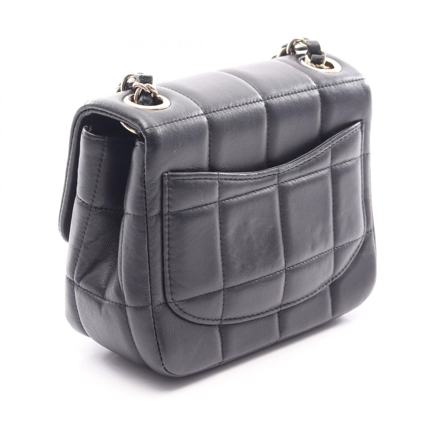 Chanel Shoulder Bag Choco Bar Mini Flap Black Lambskin Suede — view 2