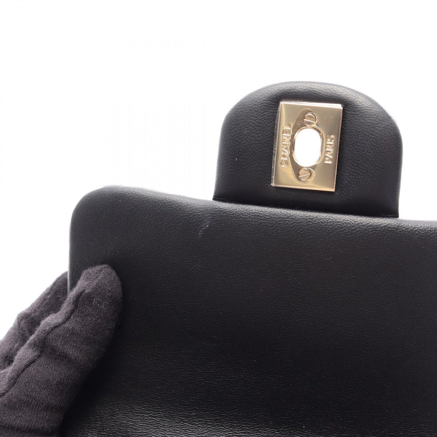 Chanel Shoulder Bag Choco Bar Mini Flap Black Lambskin Suede — view 7