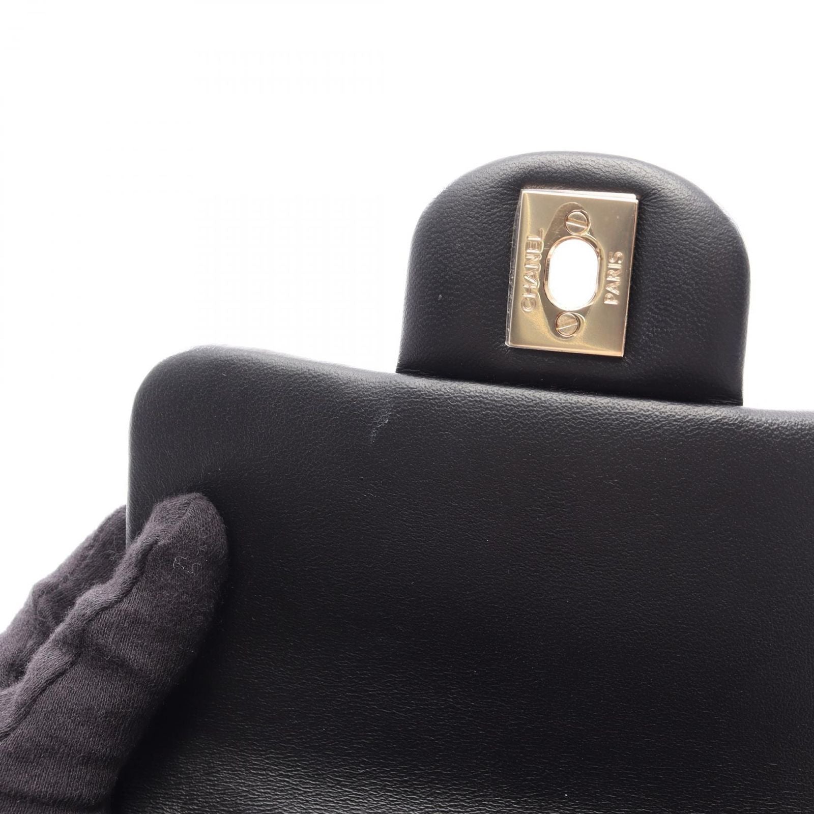 Chanel Shoulder Bag Choco Bar Mini Flap Black Lambskin Suede — view 7