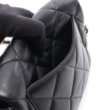 Chanel Shoulder Bag Quilted Heart Lock Black Leather Chain — view 7