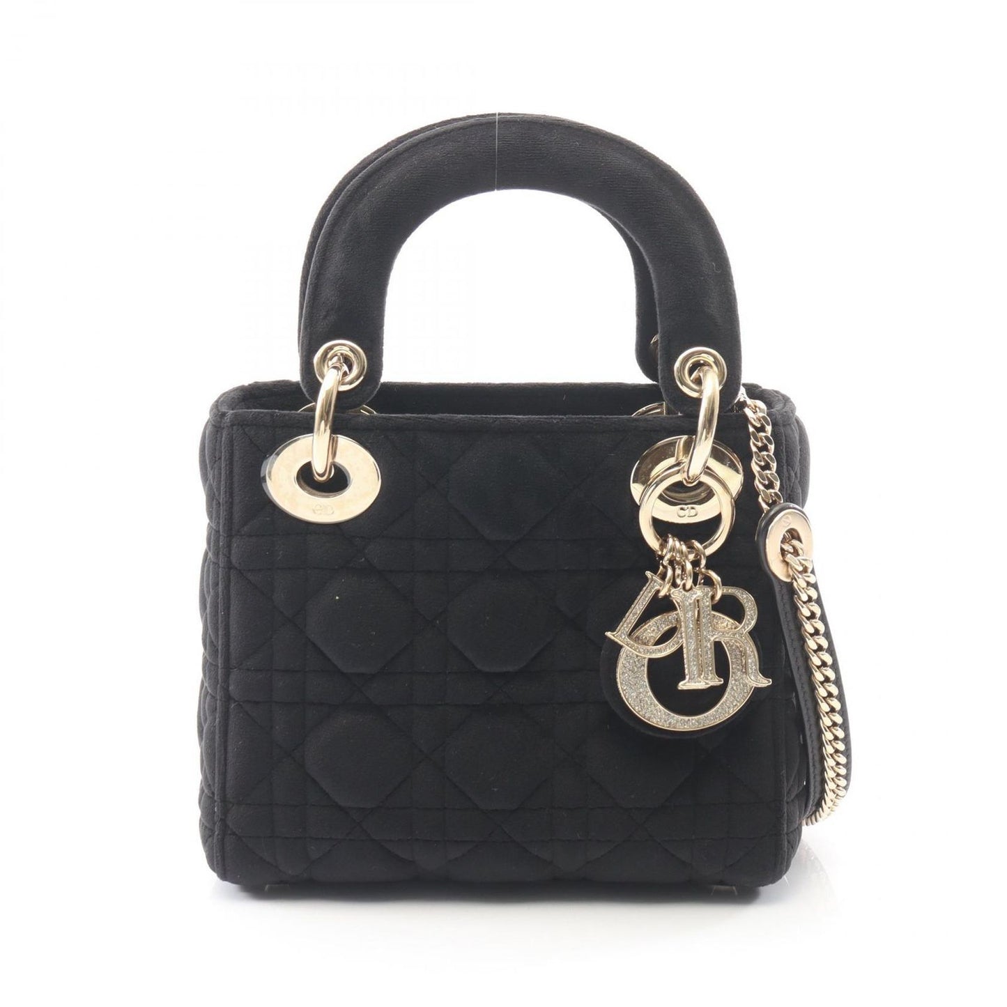 Dior Handbag Mini Cannage 2-Way Black Fabric Tote Suzu