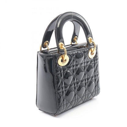 Dior Handbag Mini Cannage 2-Way Black Patent Leather Tote — view 2