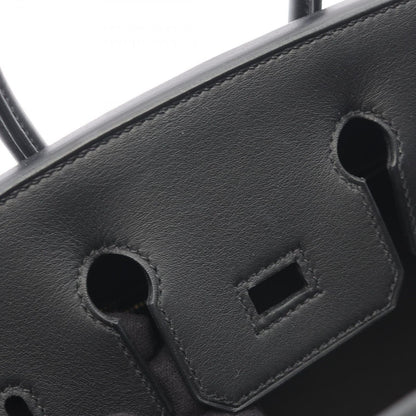 Hermes Handbag Birkin 25 Blue Egger Black Canvas Leather 25 — view 7