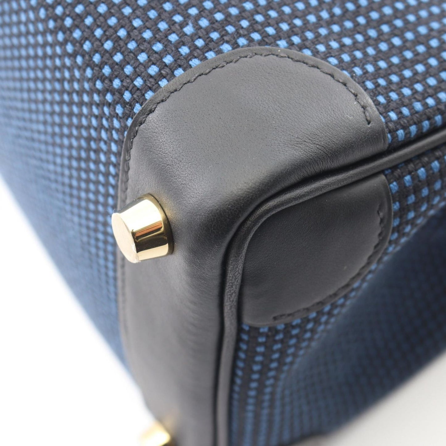 Hermes Handbag Birkin 25 Blue Egger Black Canvas Leather 25 — view 8