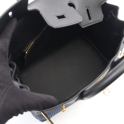 Hermes Handbag Birkin 25 Blue Egger Black Canvas Leather 25 — view 3