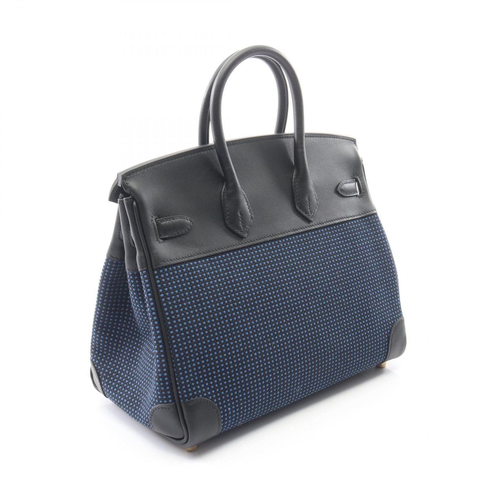 Hermes Handbag Birkin 25 Blue Egger Black Canvas Leather 25 — view 2