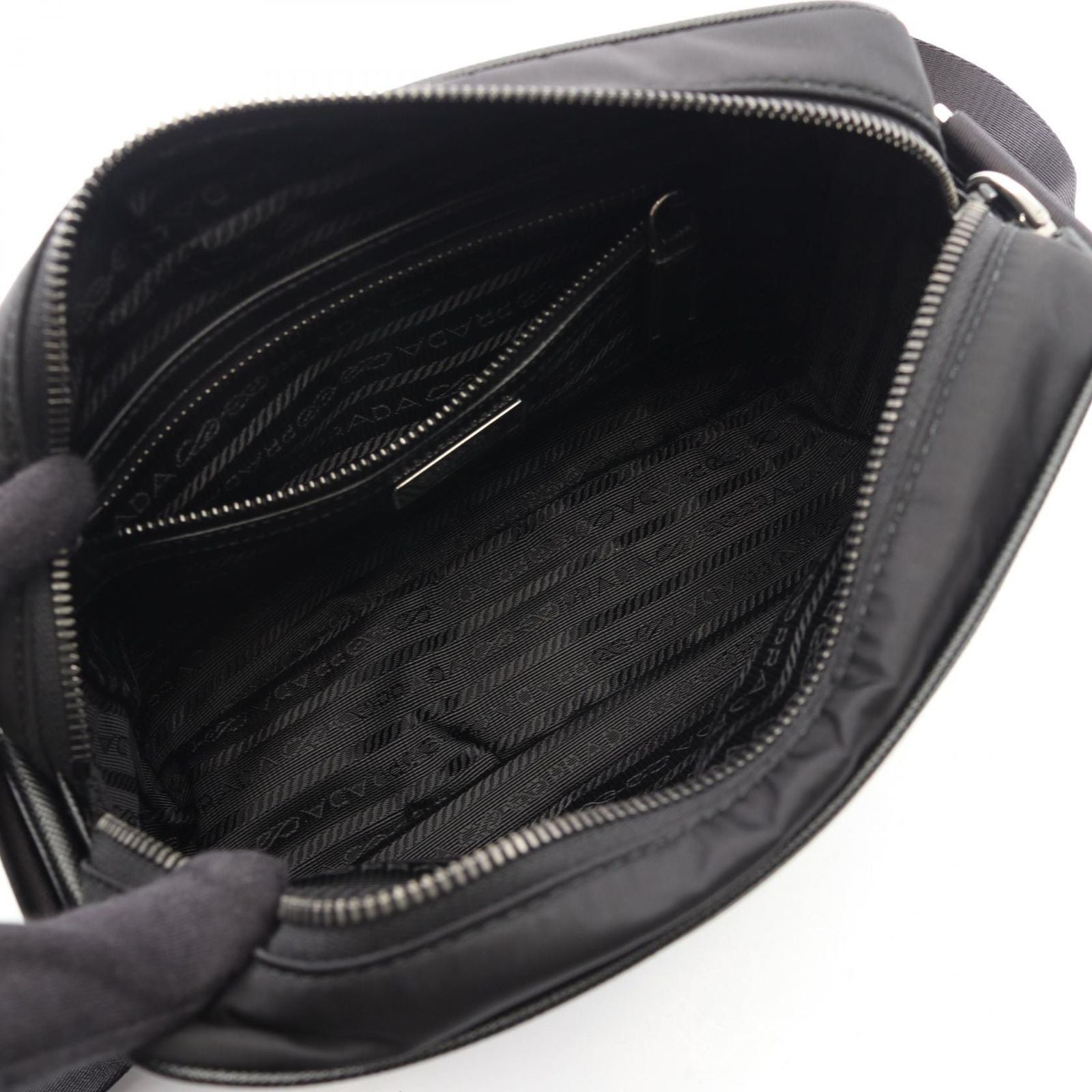 Prada Shoulder Bag Re-Nylon Tessuto Saffiano 2 Black Nylon Leather — view 3