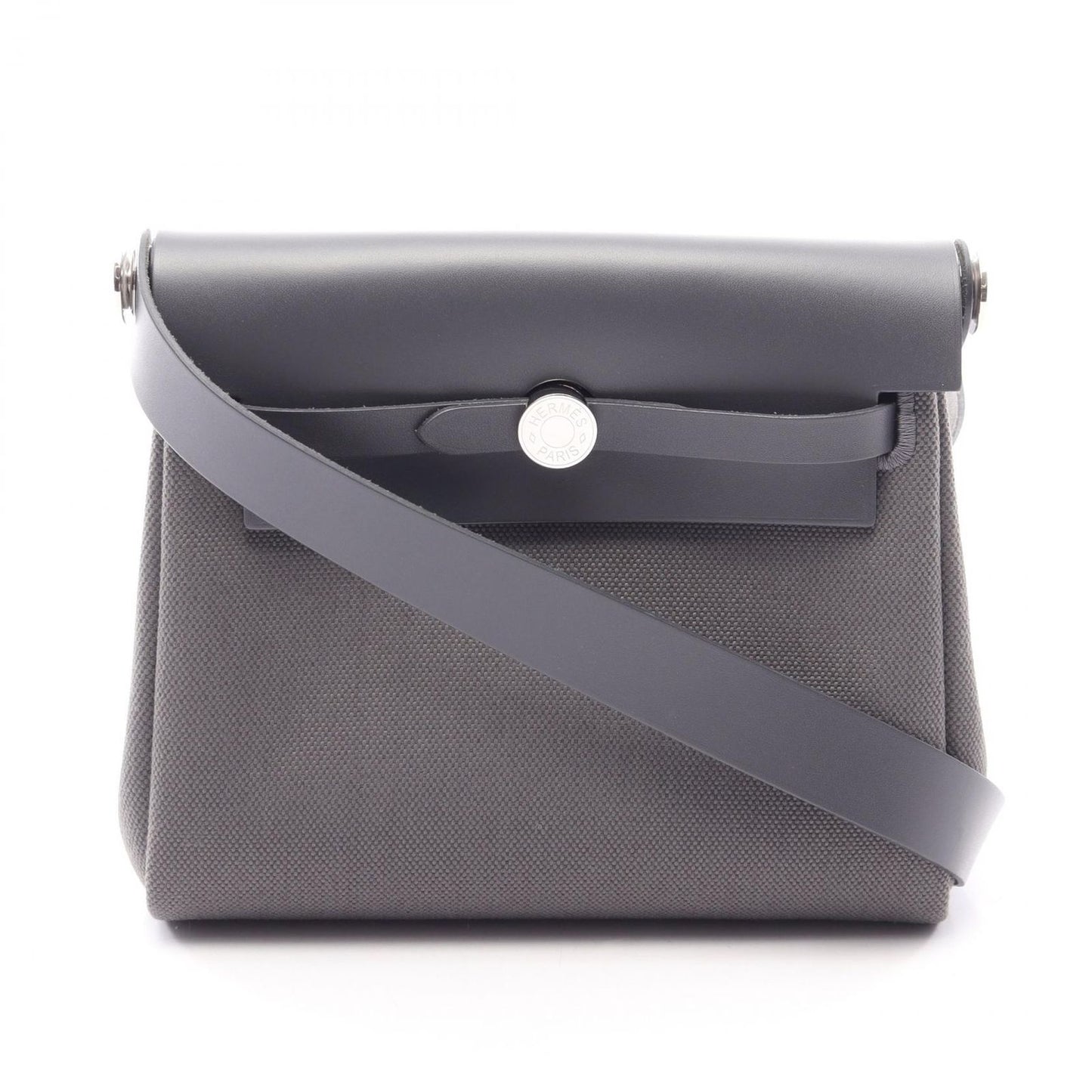 Hermes Shoulder Bag Herbag Zip Mini Ardoise Canvas Leather Suce