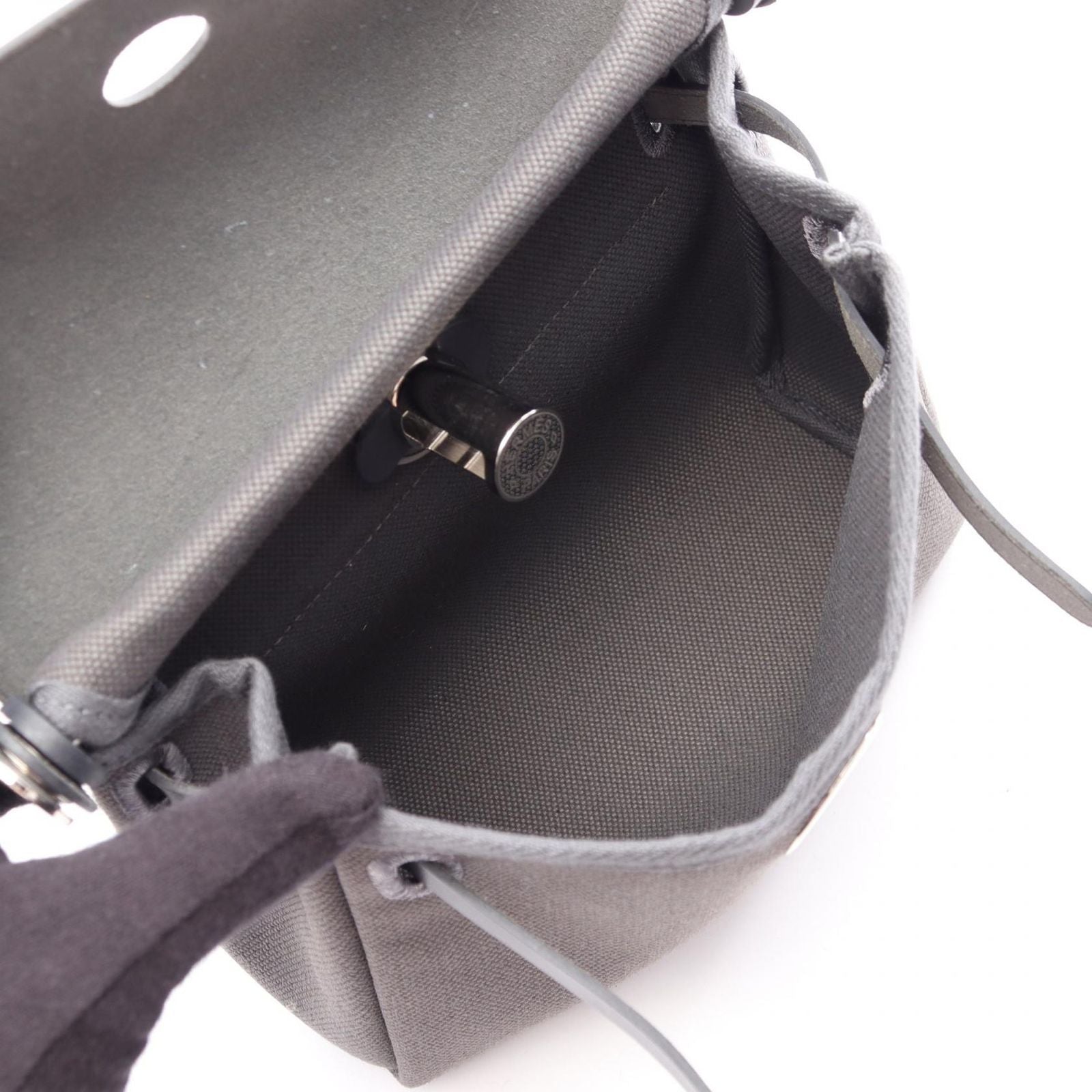 Hermes Shoulder Bag Herbag Zip Mini Ardoise Canvas Leather Suce — view 3