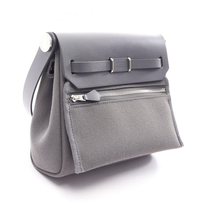 Hermes Shoulder Bag Herbag Zip Mini Ardoise Canvas Leather Suce — view 2