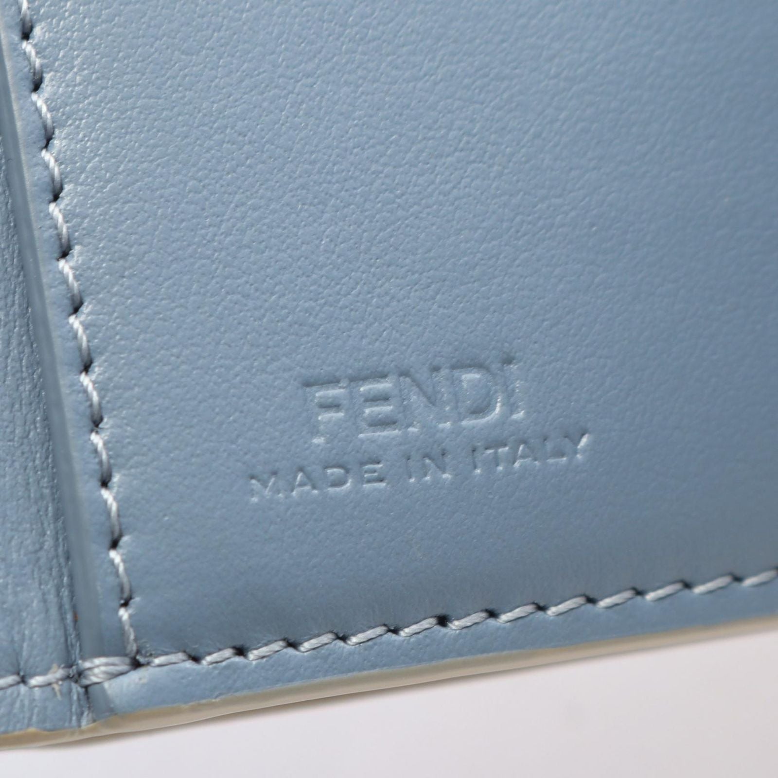 Fendi Trifold Wallet Way Dove Gray Light Blue Leather Small — view 5