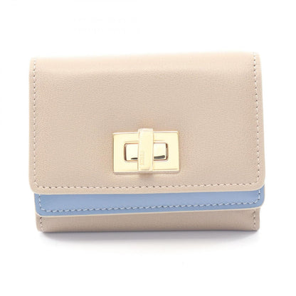Fendi Trifold Wallet Way Dove Gray Light Blue Leather Small