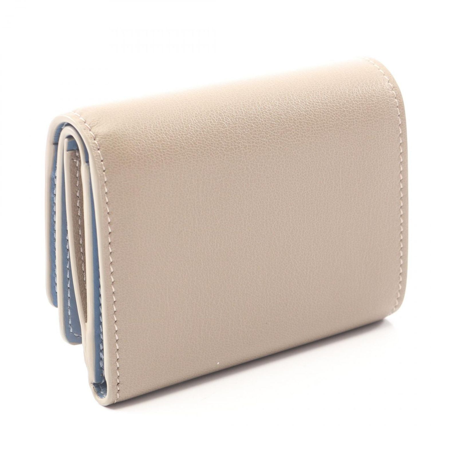 Fendi Trifold Wallet Way Dove Gray Light Blue Leather Small — view 2