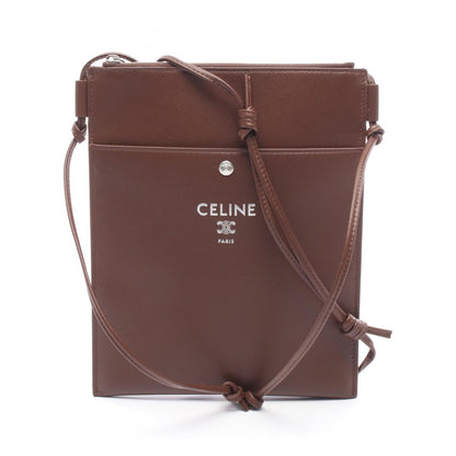 CELINE Shoulder Bag Sharp Pouch Takeaway Chocolate Leather Sharp Pouch