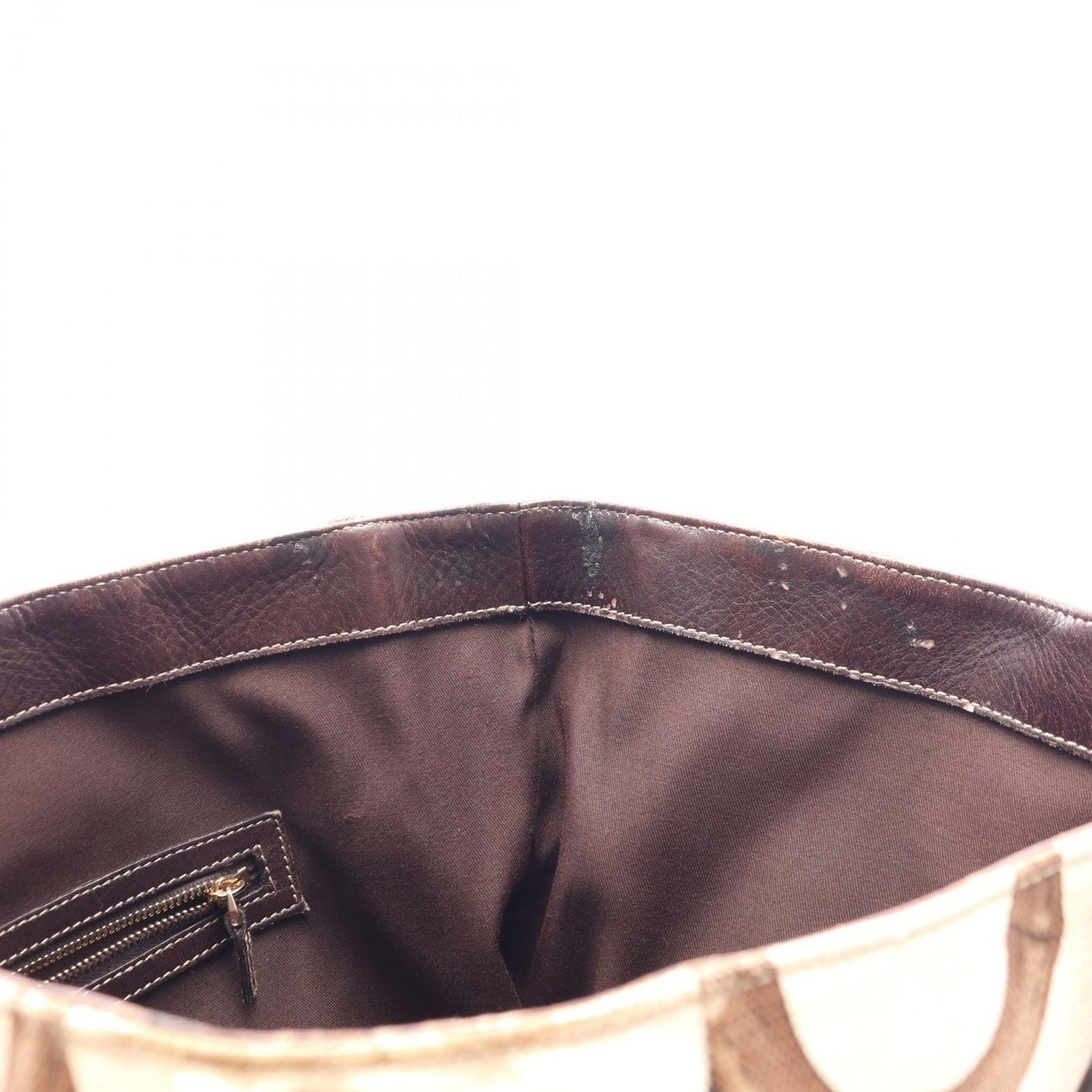Gucci Tote Bamboo Horsebit Ivory Brown Canvas Leather — view 6