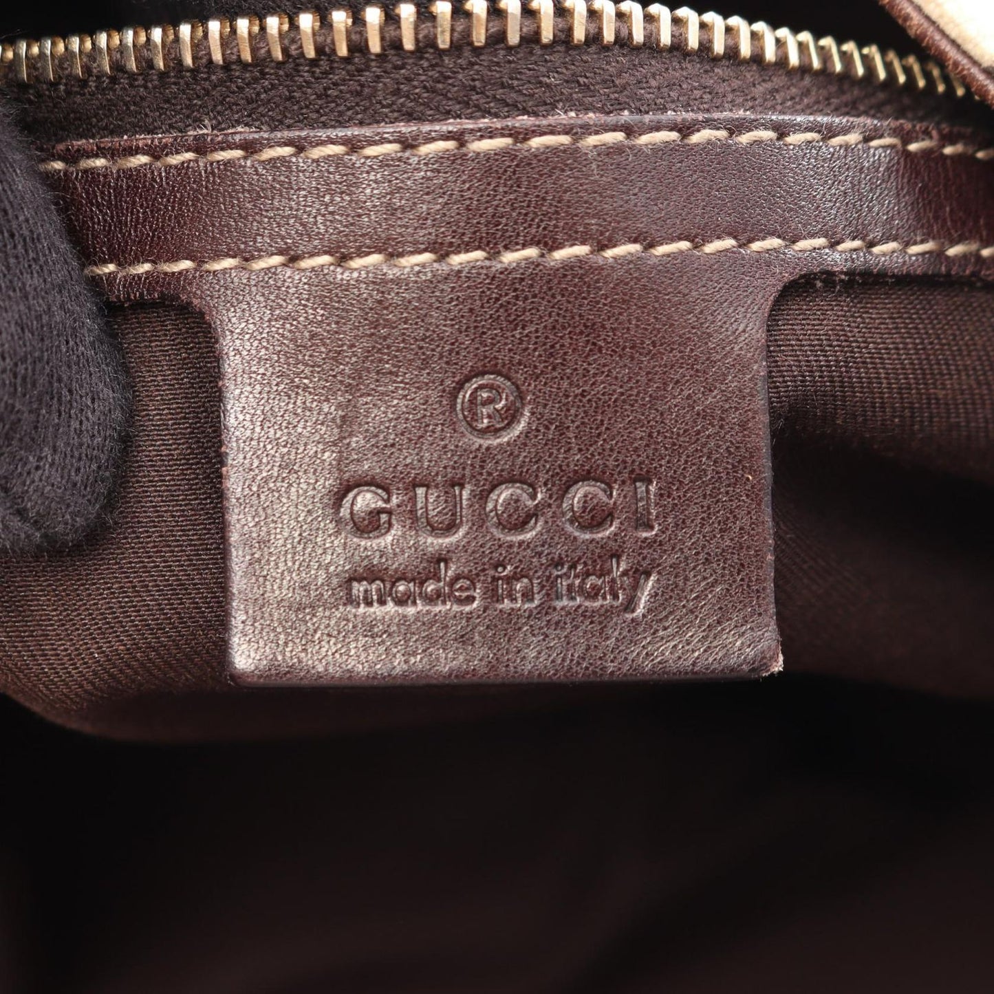 Gucci Tote Bamboo Horsebit Ivory Brown Canvas Leather — view 4