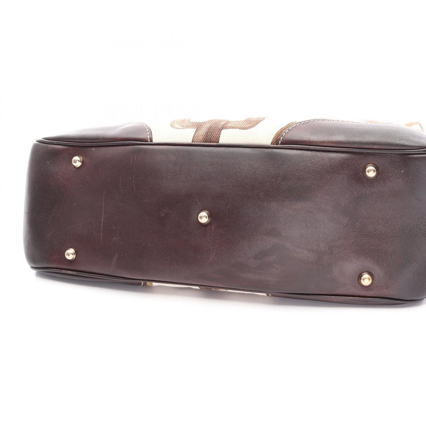 Gucci Tote Bamboo Horsebit Ivory Brown Canvas Leather — view 7