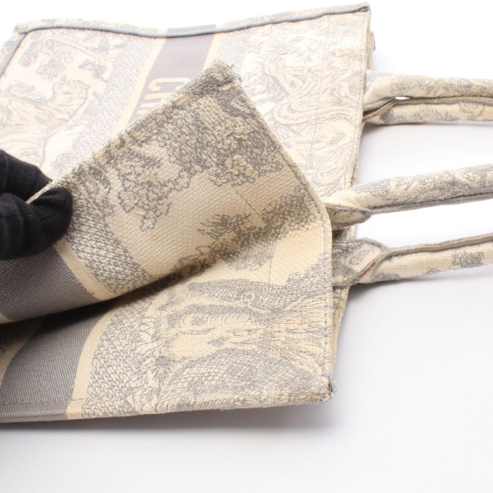 Dior Tote Book Toile de Jouy White Gray Canvas — view 7
