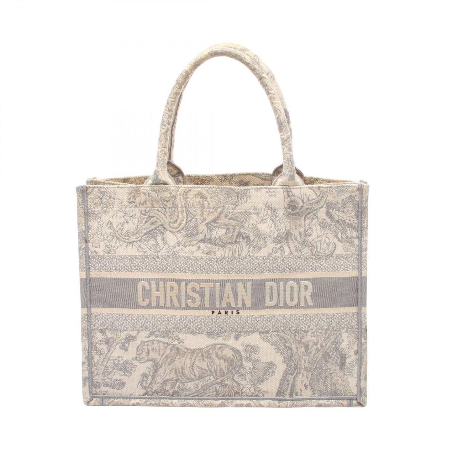 Dior Tote Book Toile de Jouy White Gray Canvas