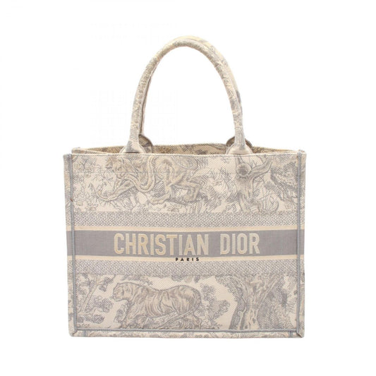 Dior Tote Book Toile de Jouy White Gray Canvas
