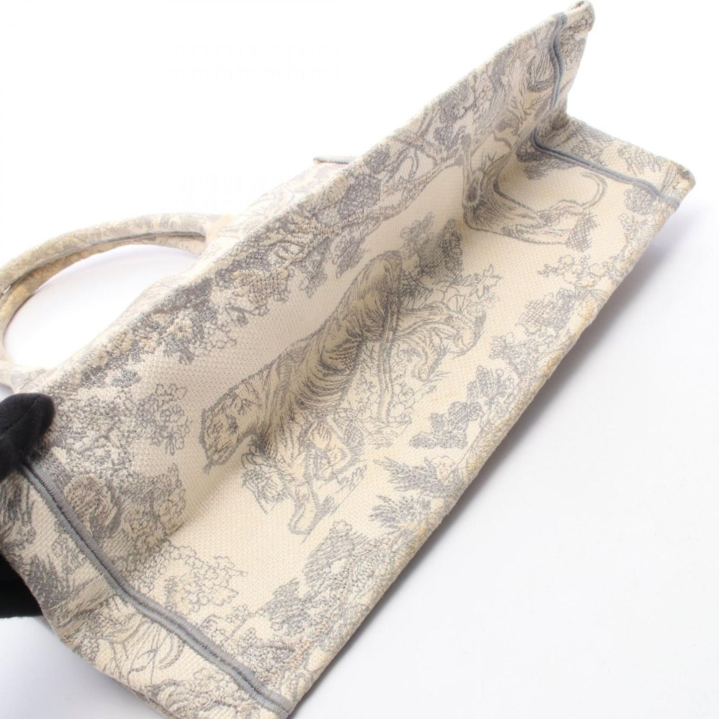 Dior Tote Book Toile de Jouy White Gray Canvas — view 6