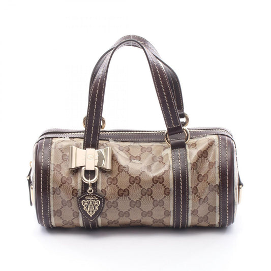 Gucci Cles Stomi Boston Bag GG Crystal Beige Co Ting Canvas Leather Mini