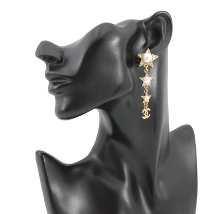 Chanel Earrings CC Logo Star Motif Long Faux Pearl Rhinestone — view 4