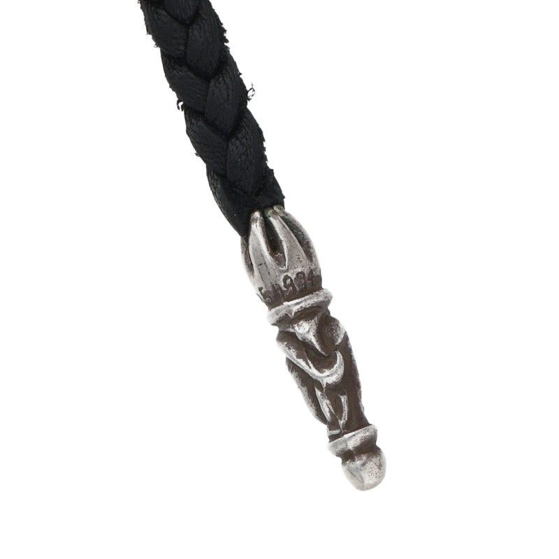 Chrome Hearts Leather Braid Scroll Silver Necklace — view 4