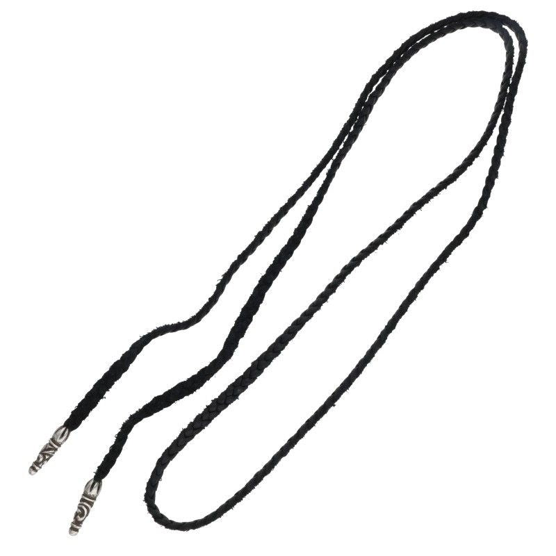Chrome Hearts Leather Braid Scroll Silver Necklace — view 2