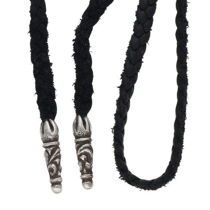 Chrome Hearts Leather Braid Scroll Silver Necklace