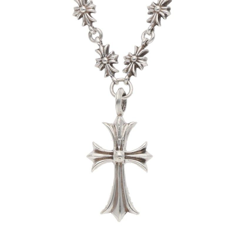 Chrome Hearts Tny Crs P Dia Tiny Fat Cross Pave Diamond Silver Necklace — view 3