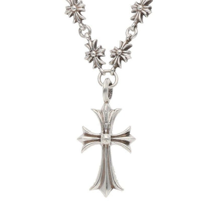 Chrome Hearts Tny Crs P Dia Tiny Fat Cross Pave Diamond Silver Necklace — view 3