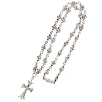 Chrome Hearts Tny Crs P Dia Tiny Fat Cross Pave Diamond Silver Necklace — view 2