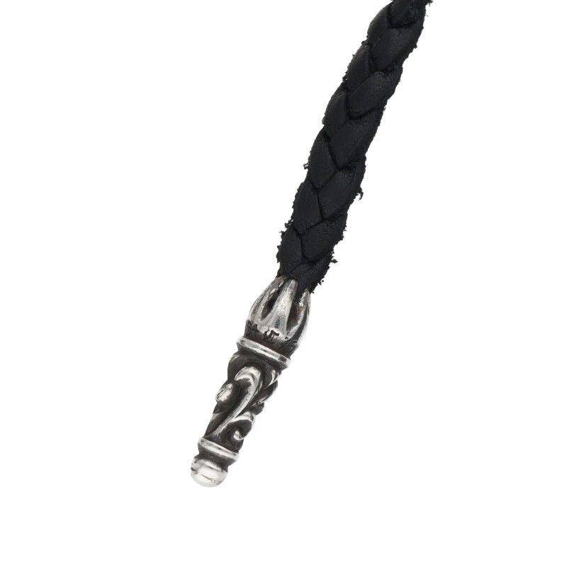 Chrome Hearts Leather Braid Scroll Silver Necklace — view 3
