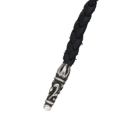 Chrome Hearts Leather Braid Scroll Silver Necklace — view 3