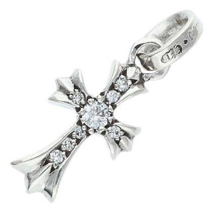 Chrome Hearts Crs Baby Fat P Dmnd Fat Pave Diamond Charm Silver Necklace