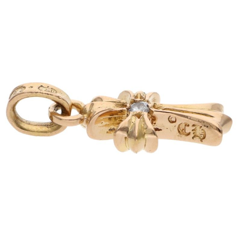 Chrome Hearts 22k Crs Baby Fat Dmnd Fat 1 Diamond on Both Sides Charm Gold — view 4