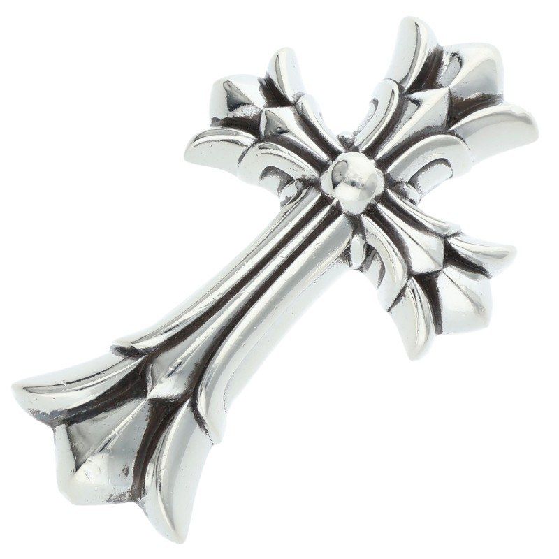 Chrome Hearts Dbl CH Crs Sml Small Double CH Cross Pendant Silver Necklace